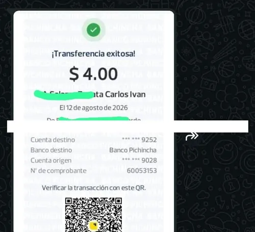 Comprobante de transferencia confirmada