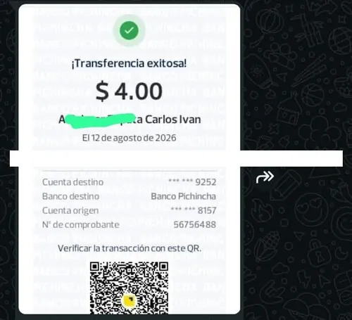 Comprobante de transferencia confirmada